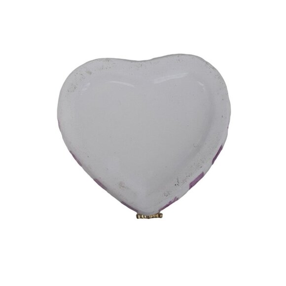Pale Pink Rose Heart Hinged Trinket Box Gift Ring Box Valentine Christmas 2.5" - Picture 2 of 4